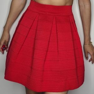 Express red pleated circle skirt